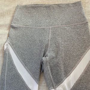 Grey and White Mesh Detail Aerie Leggings